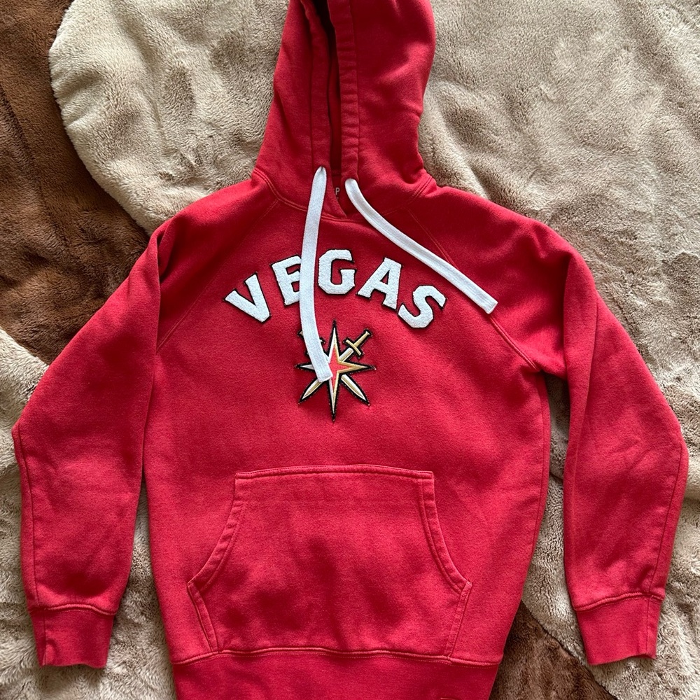 Las Vegas Golden Knights Vegas Chenille Hooded Sweatshirt Size Small Red